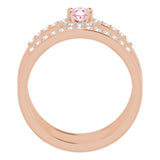 14K Gold Oval Natural Pink Morganite & Natural Diamond Negative Space Ring - view 2