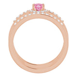 14K Gold Oval Natural Pink Spinel & Natural Diamond Negative Space Ring - view 2