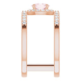 14K Gold Oval Natural Pink Morganite & Natural Diamond Negative Space Ring - view 4