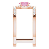 14K Gold Oval Natural Pink Spinel & Natural Diamond Negative Space Ring - view 4