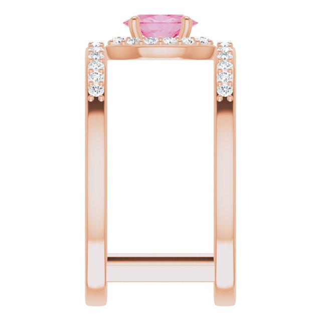 14K Gold Oval Natural Pink Spinel & Natural Diamond Negative Space Ring - view 4