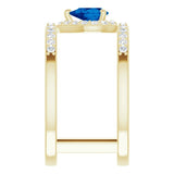 14K Gold Pear Lab-Grown Blue Sapphire & Natural Diamond Negative Space Ring - Yellow Gold - view 4
