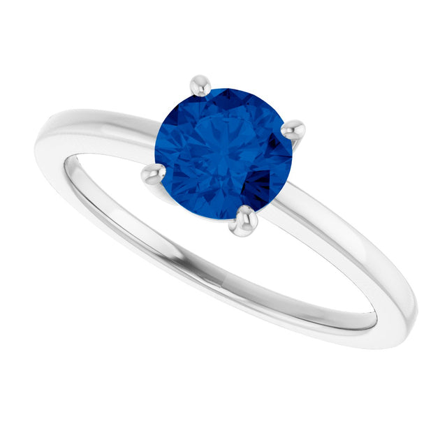 10K Gold Oval Lab-Grown Blue Sapphire Solitaire Ring - White Gold - view 5