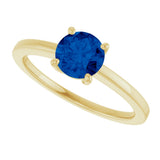 10K Gold Oval Lab-Grown Blue Sapphire Solitaire Ring - Yellow Gold - view 5