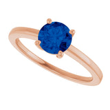 14K Gold Oval Lab-Grown Blue Sapphire Solitaire Ring - Rose Gold - view 5