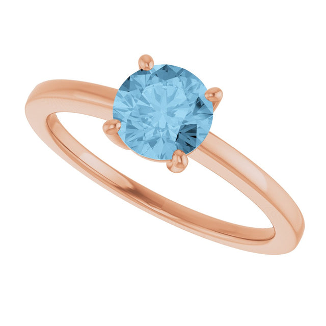 14K Gold Oval Natural Sky Blue Topaz Solitaire Ring - Rose Gold - view 5