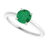 10K Gold Oval Lab-Grown Emerald Solitaire Ring - White Gold - view 5