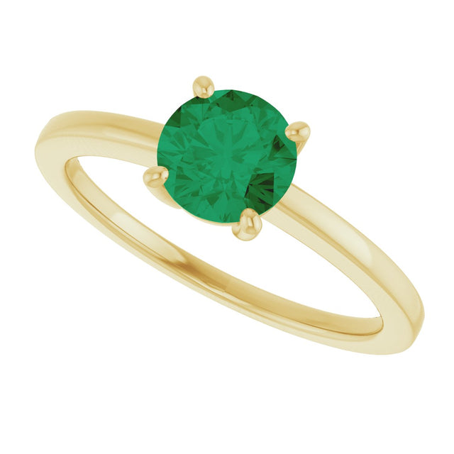 10K Gold Oval Lab-Grown Emerald Solitaire Ring - Yellow Gold - view 5