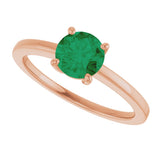 14K Gold Emerald Lab-Grown Emerald Solitaire Ring - Rose Gold - view 5