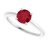 10K Gold Oval Lab-Grown Ruby Solitaire Ring - White Gold - view 5