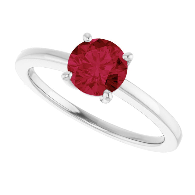 10K Gold Oval Lab-Grown Ruby Solitaire Ring - White Gold - view 5