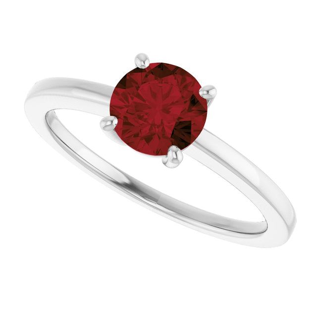 10K Gold Oval Natural Mozambique Garnet Solitaire Ring - White Gold - view 5