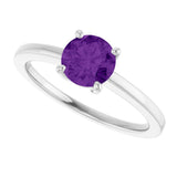 10K Gold Oval Natural Amethyst Solitaire Ring - White Gold - view 5