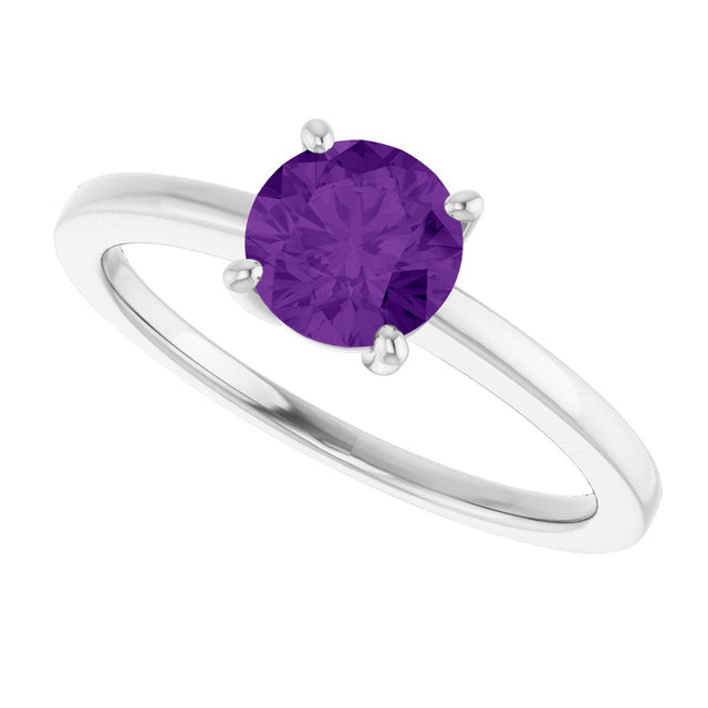 10K Gold Oval Natural Amethyst Solitaire Ring - White Gold - view 5