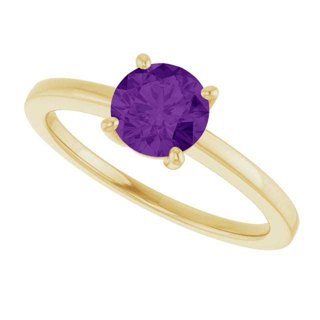 10K Gold Oval Natural Amethyst Solitaire Ring - Yellow Gold - view 5