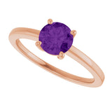 14K Gold Oval Natural Amethyst Solitaire Ring - Rose Gold - view 5