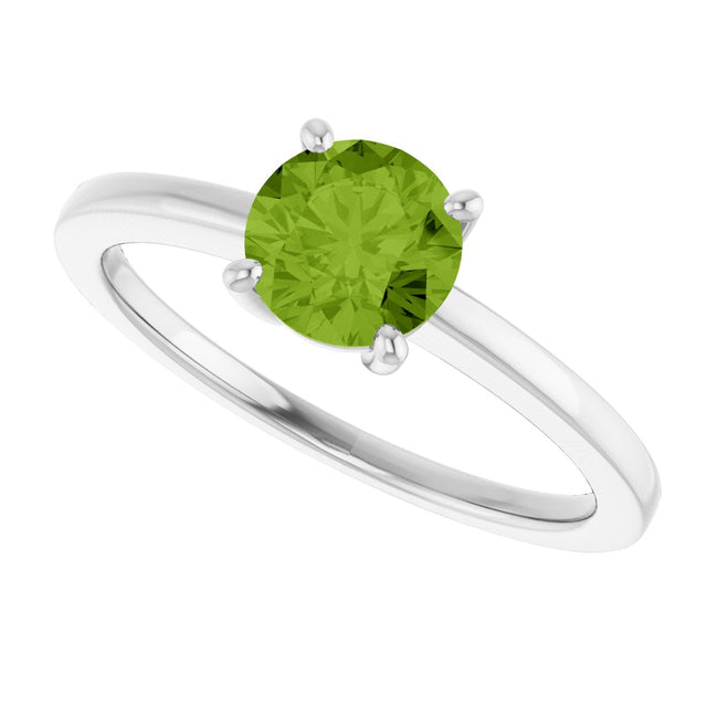 10K Gold Oval Natural Peridot Solitaire Ring - White Gold - view 5
