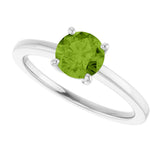14K Gold Oval Natural Peridot Solitaire Ring – 6x4mm - White Gold - view 5