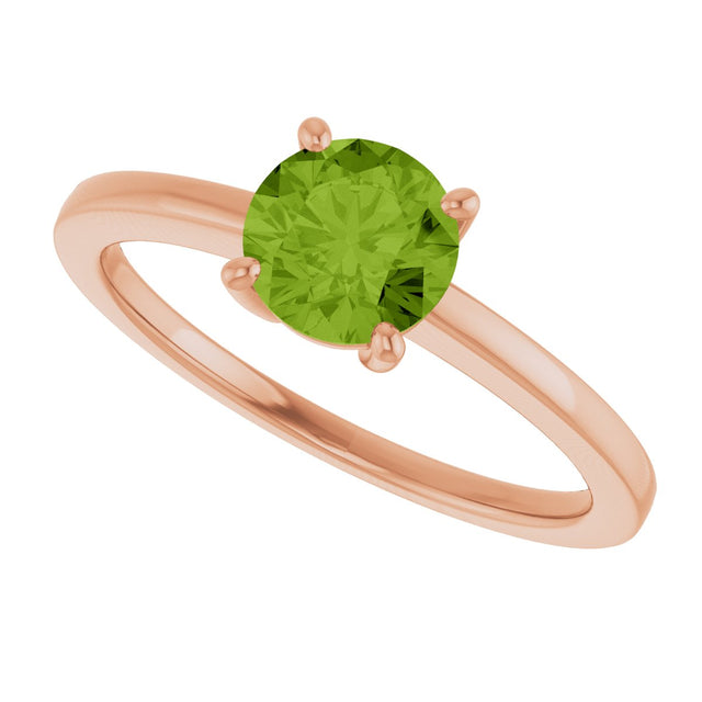 14K Gold Oval Natural Peridot Solitaire Ring – 6x4mm - Rose Gold - view 5
