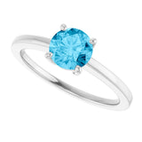 10K Gold Oval Natural Aquamarine Solitaire Ring - White Gold - view 5