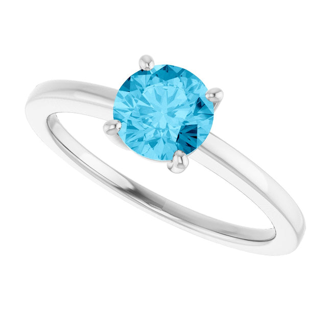 10K Gold Oval Natural Aquamarine Solitaire Ring - White Gold - view 5