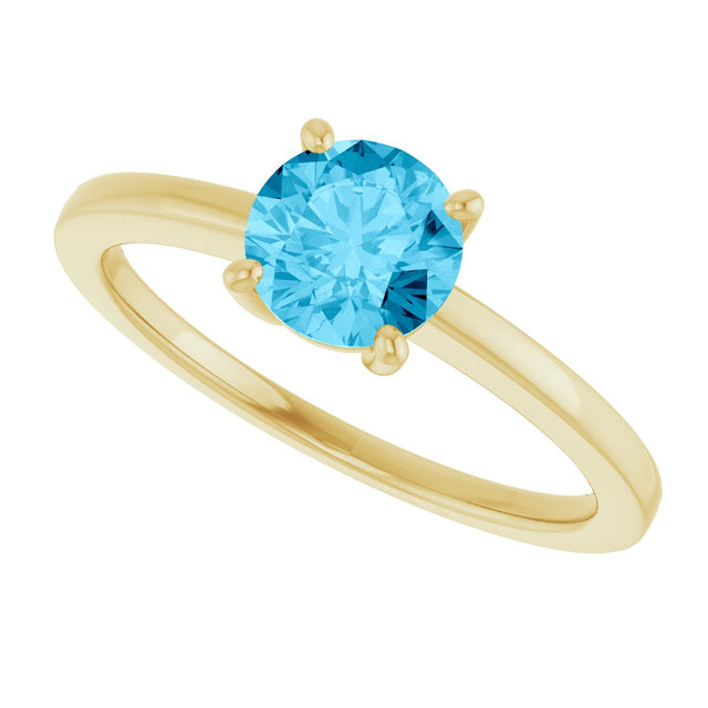 10K Gold Oval Natural Aquamarine Solitaire Ring - Yellow Gold - view 5