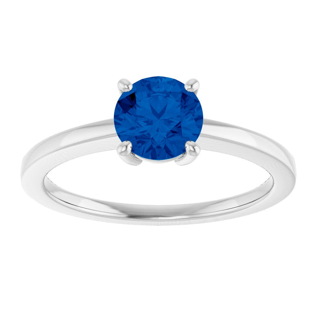 10K Gold Oval Lab-Grown Blue Sapphire Solitaire Ring - White Gold - view 3