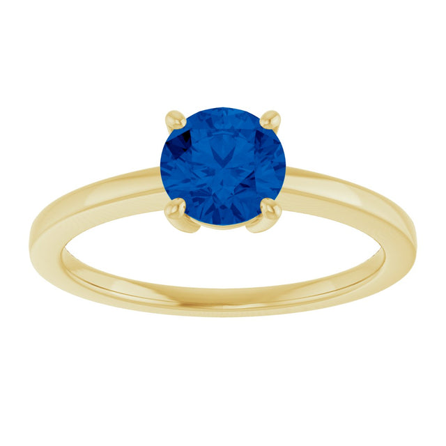 10K Gold Oval Lab-Grown Blue Sapphire Solitaire Ring - Yellow Gold - view 3