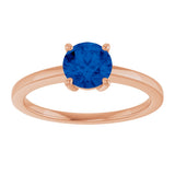 14K Gold Oval Lab-Grown Blue Sapphire Solitaire Ring - Rose Gold - view 3
