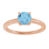 14K Gold Oval Natural Sky Blue Topaz Solitaire Ring - Rose Gold - view 3