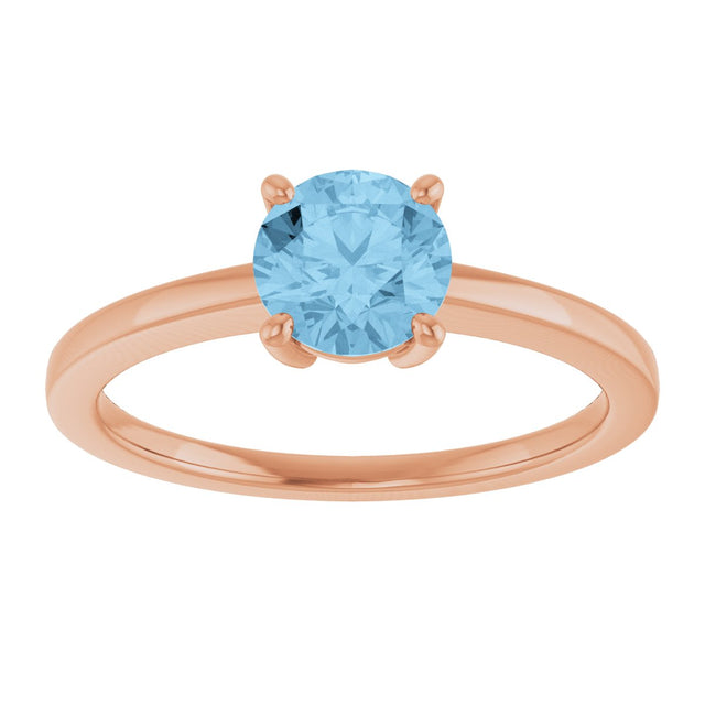 14K Gold Oval Natural Sky Blue Topaz Solitaire Ring - Rose Gold - view 3