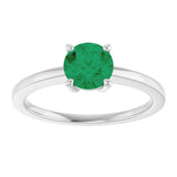 10K Gold Oval Lab-Grown Emerald Solitaire Ring - White Gold - view 3