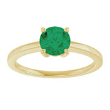 10K Gold Oval Lab-Grown Emerald Solitaire Ring - Yellow Gold - view 3