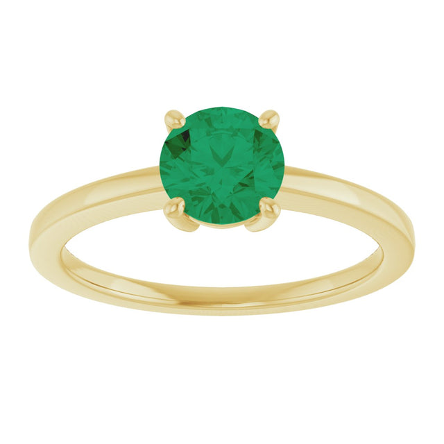 10K Gold Oval Lab-Grown Emerald Solitaire Ring - Yellow Gold - view 3