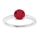 10K Gold Oval Lab-Grown Ruby Solitaire Ring - White Gold - view 3