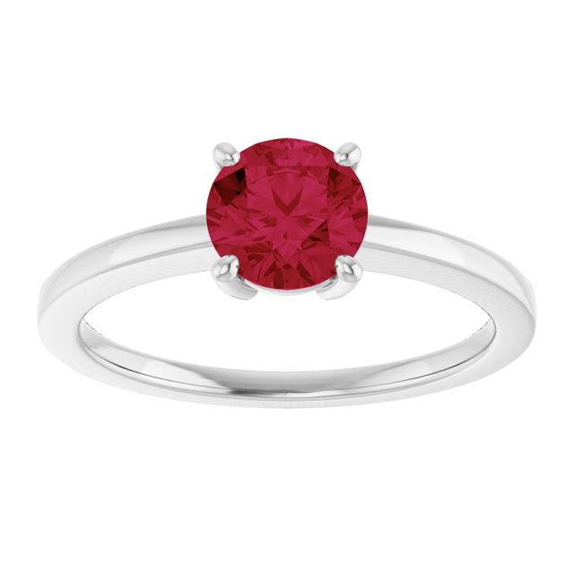 10K Gold Oval Lab-Grown Ruby Solitaire Ring - White Gold - view 3