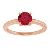 14K Gold Oval Lab-Grown Ruby Solitaire Ring - Rose Gold - view 3