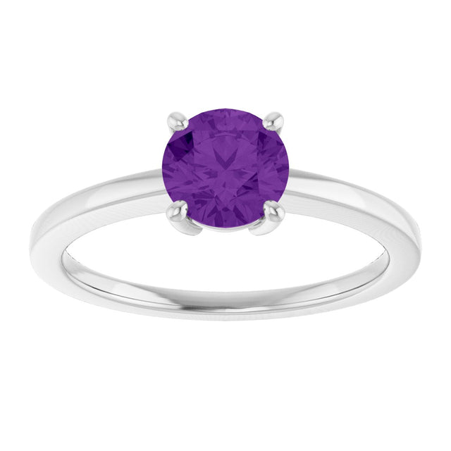 10K Gold Oval Natural Amethyst Solitaire Ring - White Gold - view 3