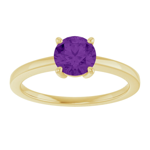 10K Gold Oval Natural Amethyst Solitaire Ring - Yellow Gold - view 3