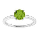 10K Gold Oval Natural Peridot Solitaire Ring - White Gold - view 3