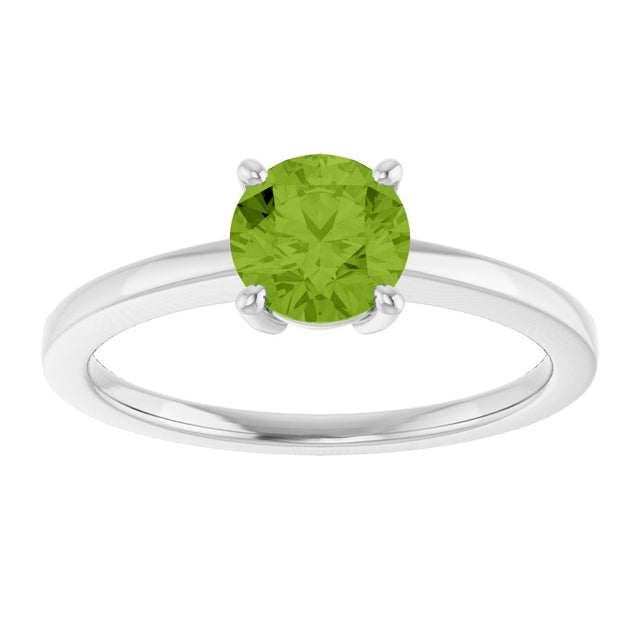 10K Gold Oval Natural Peridot Solitaire Ring - White Gold - view 3