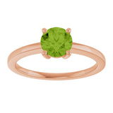 14K Gold Oval Natural Peridot Solitaire Ring – 6x4mm - Rose Gold - view 3
