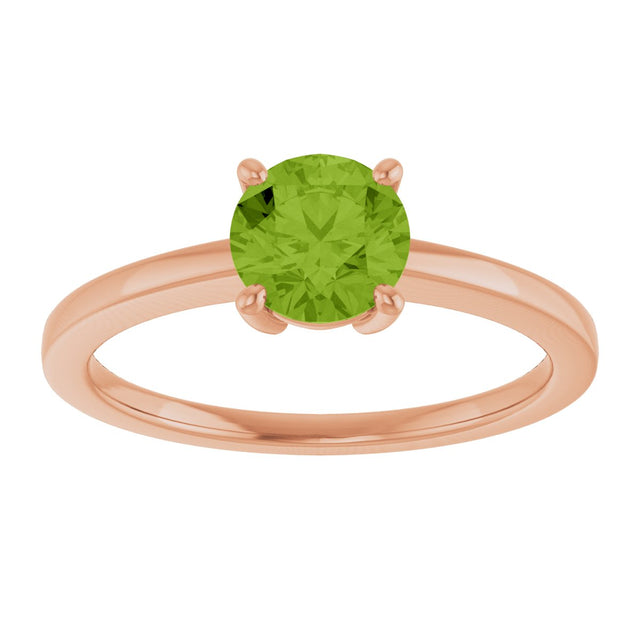 14K Gold Oval Natural Peridot Solitaire Ring – 6x4mm - Rose Gold - view 3