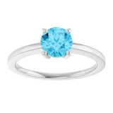 10K Gold Oval Natural Aquamarine Solitaire Ring - White Gold - view 3