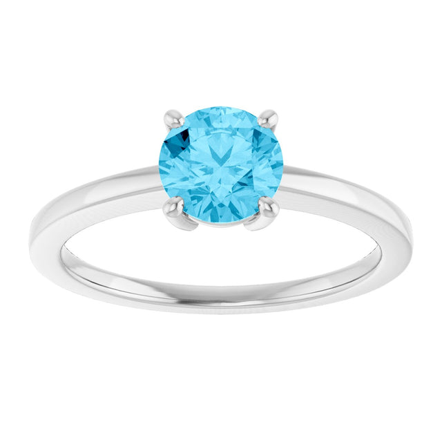10K Gold Oval Natural Aquamarine Solitaire Ring - White Gold - view 3