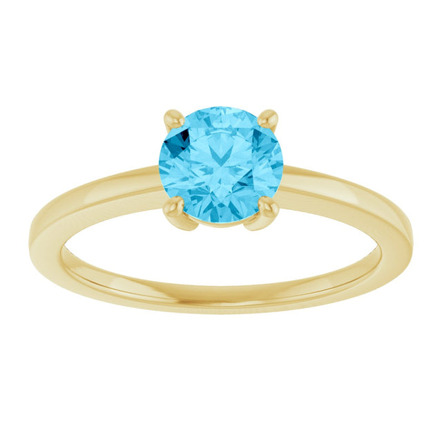 10K Gold Oval Natural Aquamarine Solitaire Ring - Yellow Gold - view 3