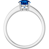 10K Gold Oval Lab-Grown Blue Sapphire Solitaire Ring - White Gold - view 2