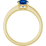 10K Gold Oval Lab-Grown Blue Sapphire Solitaire Ring - Yellow Gold - view 2