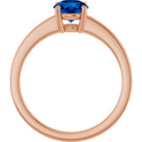 14K Gold Oval Lab-Grown Blue Sapphire Solitaire Ring - Rose Gold - view 2