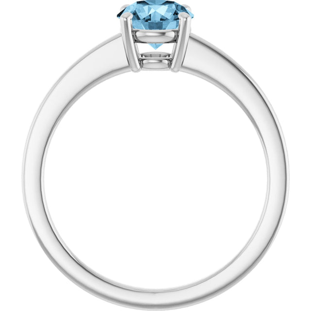 10K Gold Oval Natural Sky Blue Topaz Solitaire Ring - White Gold - view 2